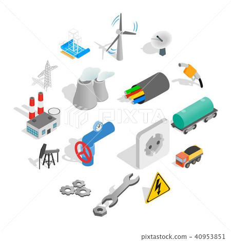 Industrial icons set, isometric 3d style Industrial icons set, isometric 3d style 40953851