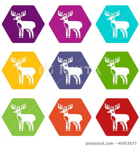Elk icons set 9 vector Elk icons set 9 vector 40953873