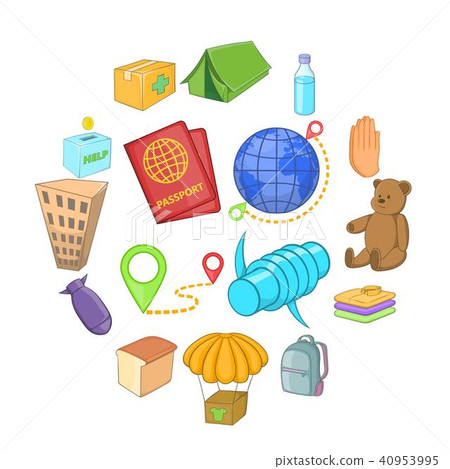 Refugees icons set, cartoon style 40953995