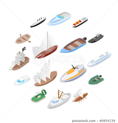 Ship and boat icons set, isometric 3d style Ship and boat icons set, isometric 3d style 40954139
