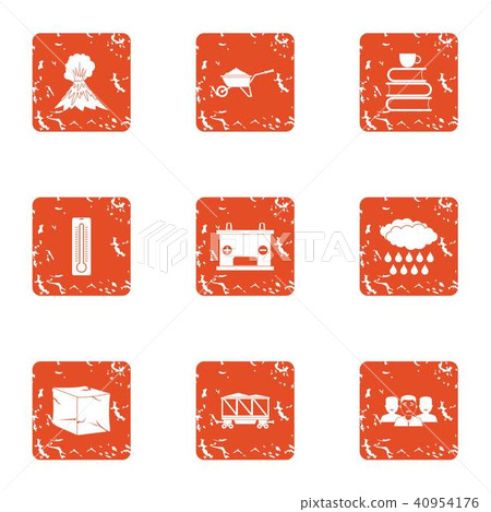 Air place icons set, grunge style 40954176