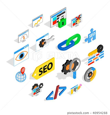 SEO icons set, isometric 3d style 40954288