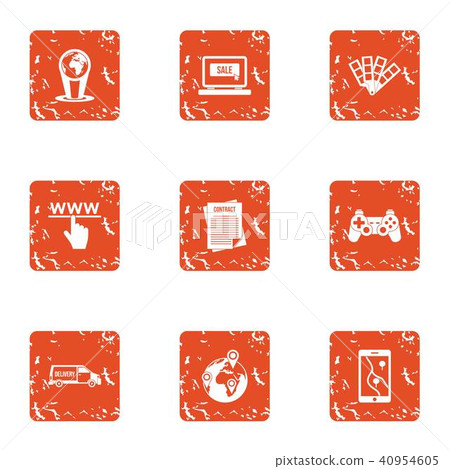 WWW deal icons set, grunge style 40954605