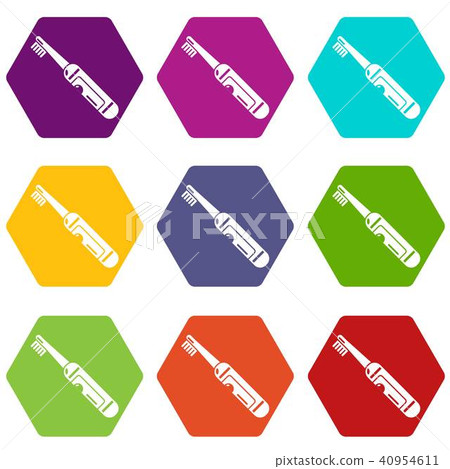 Electric toothbrush icons set 9 vector - Stock Illustration [40954611 ...