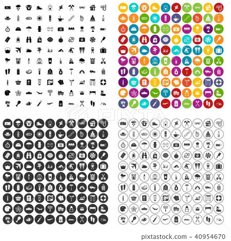 100 vacation icons set vector variant 40954670