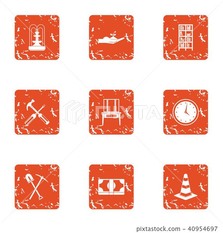 Private house icons set, grunge style 40954697
