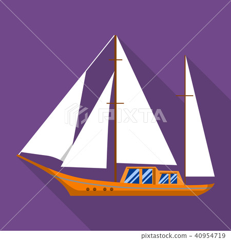 Sail yacht icon, flat style - Stock Illustration [40954719] - PIXTA