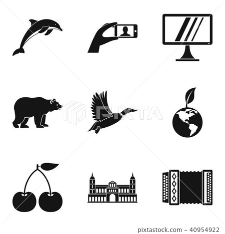 Discover world icons set, simple style 40954922