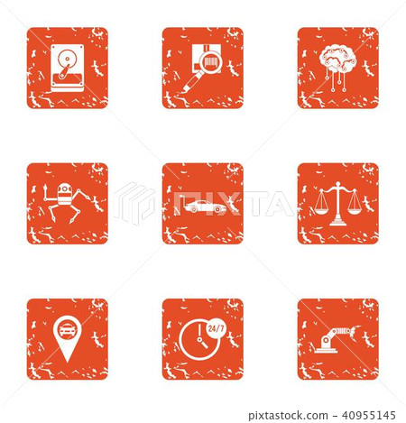 Scientific knowledge icons set, grunge style 40955145