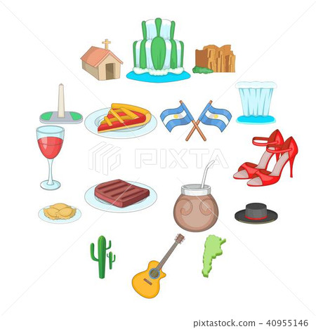 Argentina travel icons set, cartoon style Argentina travel icons set, cartoon style 40955146