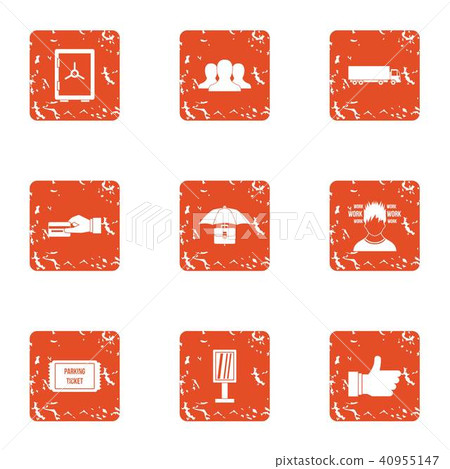 Encashment icons set, grunge style 40955147