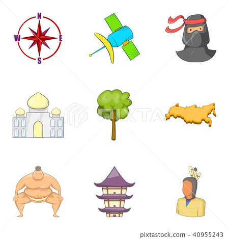 Superpower icons set, cartoon style Superpower icons set, cartoon style 40955243