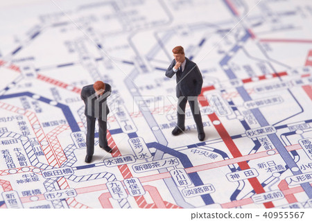 Train map and businessmen 40955567