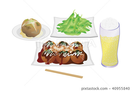 Today's rice Takoyaki and beer 40955840