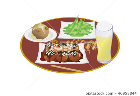 Today's rice Takoyaki and beer Today's rice Takoyaki and beer 40955844