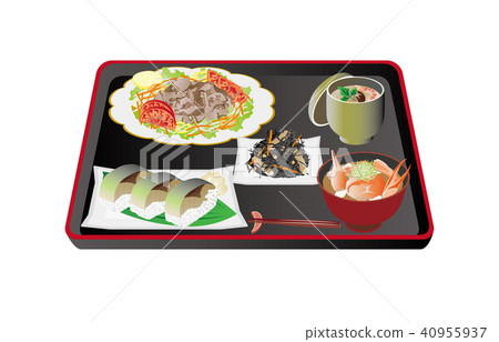 Today's rice beef cold shabu and mackerel sushi 40955937