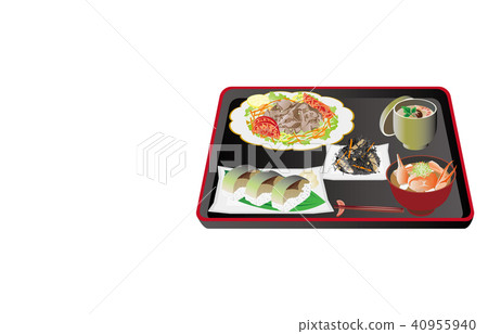 Today's rice beef cold shabu and mackerel sushi 40955940