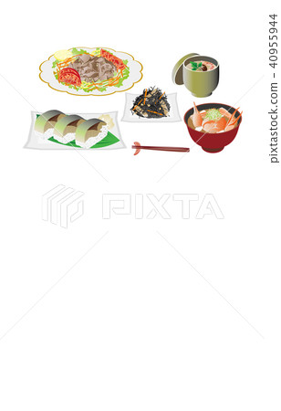 Today's rice beef cold shabu and mackerel sushi 40955944