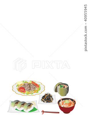 Today's rice beef cold shabu and mackerel sushi Today's rice beef cold shabu and mackerel sushi 40955945