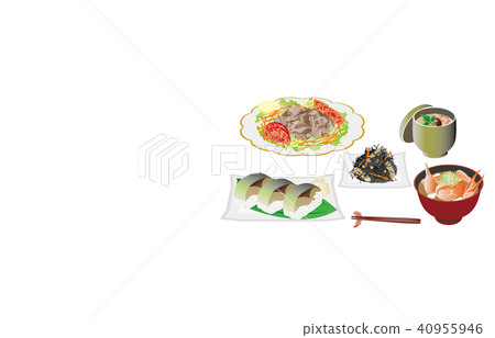 Today's rice beef cold shabu and mackerel sushi 40955946