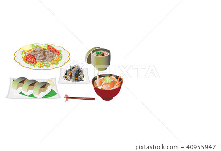 Today's rice beef cold shabu and mackerel sushi 40955947