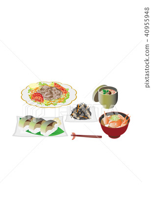 Today's rice beef cold shabu and mackerel sushi 40955948