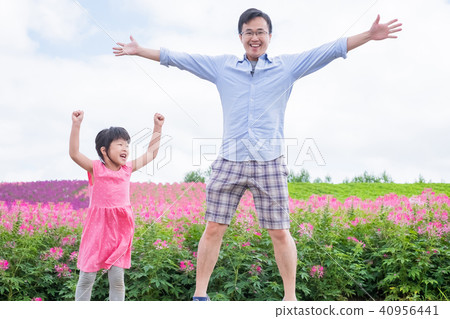 father and daughter with landscape 40956441