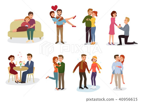 Couple in love vector lovers characters in lovely relationships together on loving date Valentines 40956615