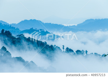 Mist in the morning cover on the top of the hill. Mist in the morning cover on the top of the hill. 40957213