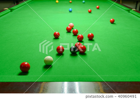 Snooker balls on green snooker table 40960491