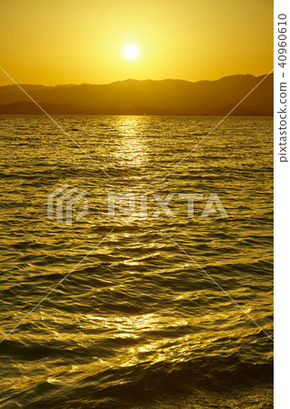 Evening view of Lake Biwa in Yasu city 40960610