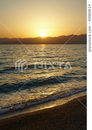 Evening view of Lake Biwa in Yasu city 40960614