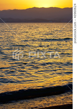 Evening view of Lake Biwa in Yasu city 40960624