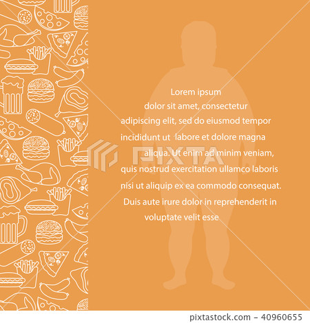 Fat man with unhealthy lifestyle symbols 40960655