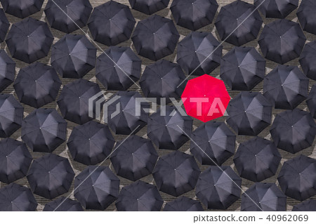 Aerial photo top view of people under umbrella Aerial photo top view of people under umbrella 40962069