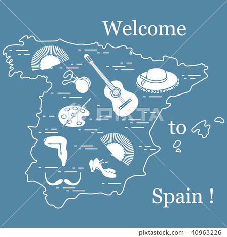 various symbols of Spain arranged in a circle various symbols of Spain arranged in a circle 40963226