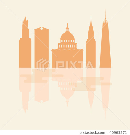 Silhouettes of famous buildings and modern Silhouettes of famous buildings and modern 40963271
