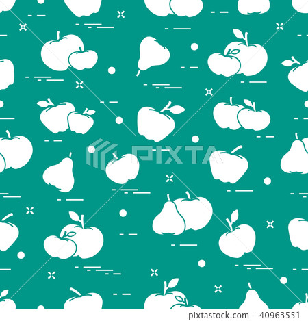 Apples and pears juicy fruit Seamless pattern. - Stock Illustration ...