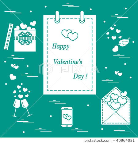 calendar with Valentine's Day, gifts, postal 40964081