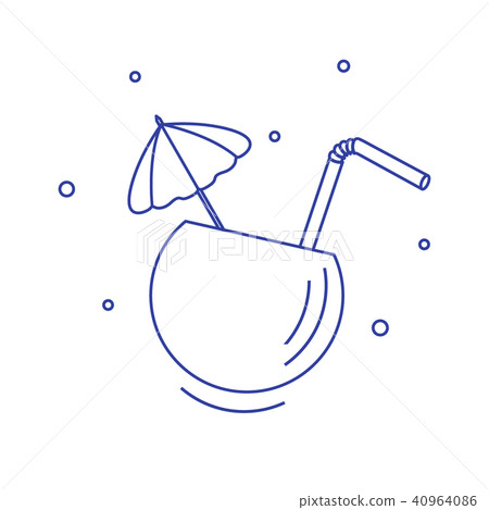 Stylized icon of the cocktail in half coconut, 40964086