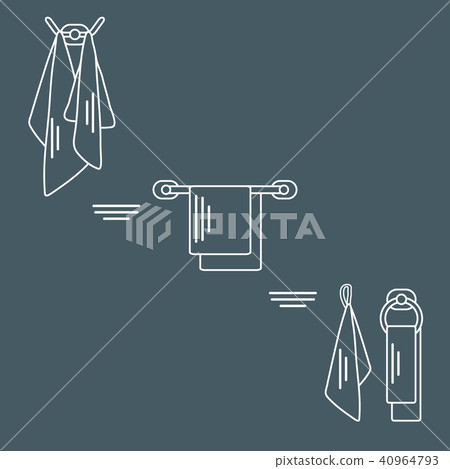 Set of towels hanging on different holders Set of towels hanging on different holders 40964793