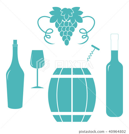Stylized icon of a colored bottles, glass, Stylized icon of a colored bottles, glass, 40964802