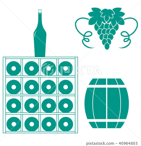 Stylized icon of a colored wine rack, bottles of Stylized icon of a colored wine rack, bottles of 40964803