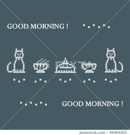 Cute vector illustration cross embroidery of dish 40964805