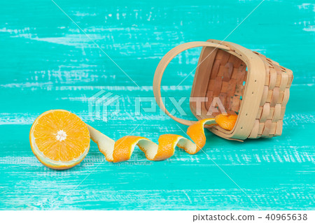 orange fruit on color table background. orange fruit on color table background. 40965638