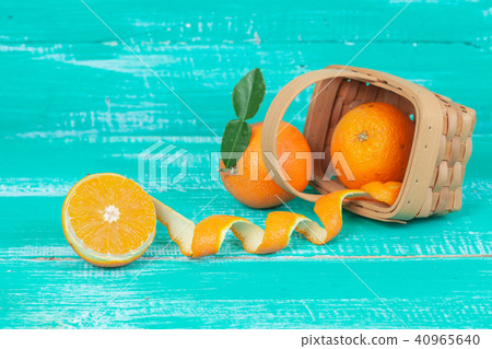 orange fruit on color table background. orange fruit on color table background. 40965640