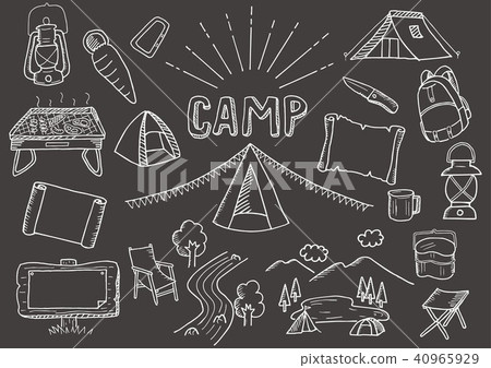 營地相關的插圖集（背景黑色） 40965929