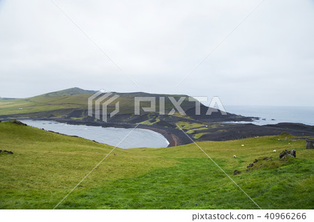 景觀在Heimaey島的南部 景觀在Heimaey島的南部 40966266
