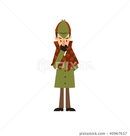 Sherlock Holmes detective character thinking vector Illustration on a white background Sherlock Holmes detective character thinking vector Illustration on a white background 40967637