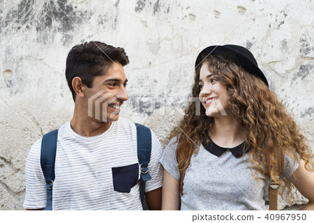 Two young tourists in the old town. Two young tourists in the old town. 40967950